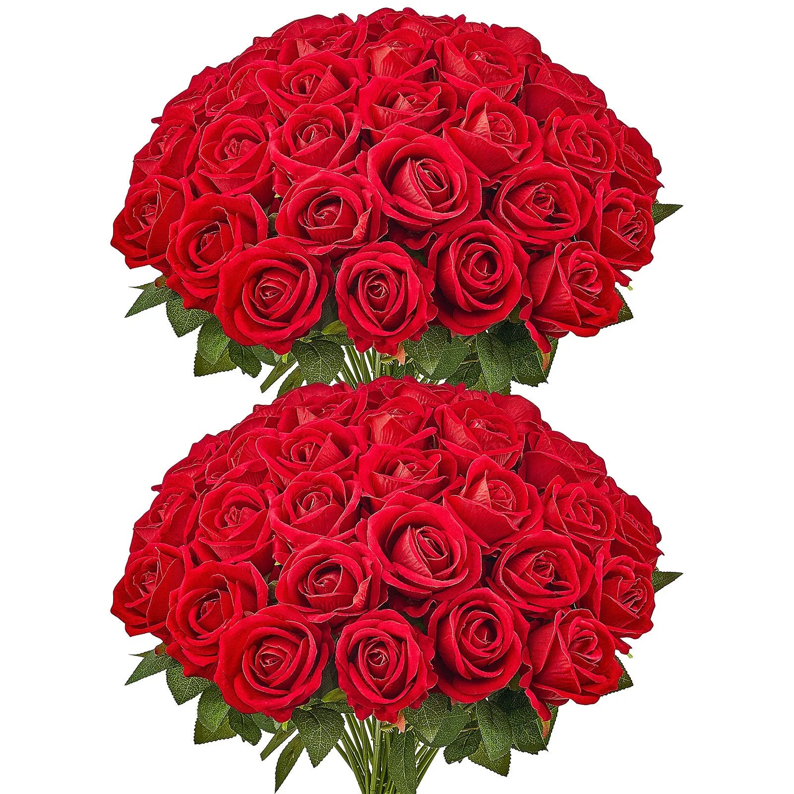 VEVOR 60 Pcs Red Roses Artificial Flowers Realistic Bouquet for Xmas Home Decor