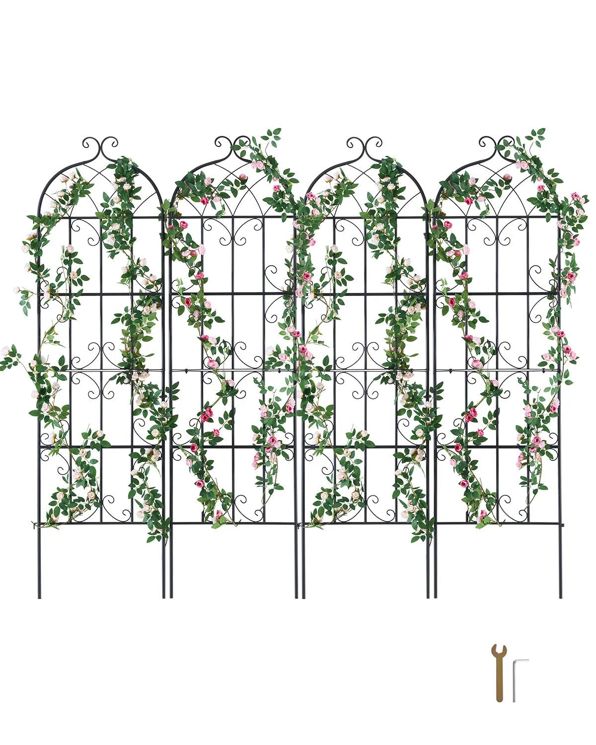VEVOR 4 Packs Metal Garden Trellis for Climbing Plant Support 71x20 in Rustproof