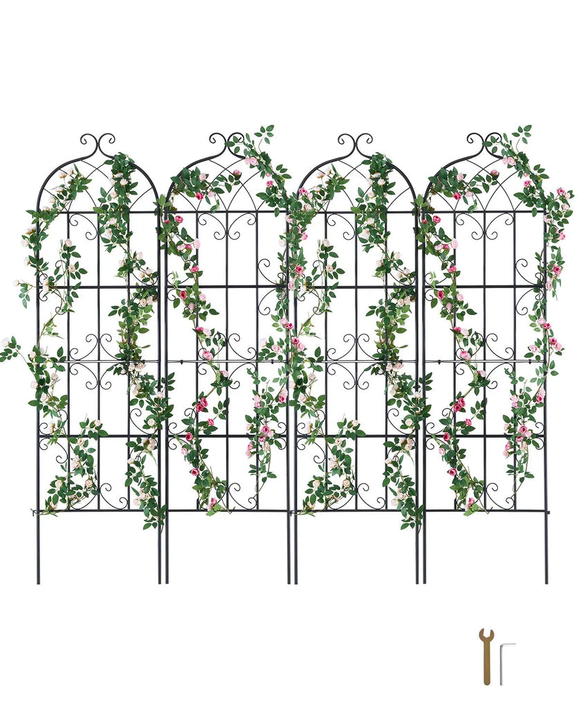 VEVOR 4 Packs Metal Garden Trellis for Climbing Plant Support 71x20 in Rustproof