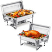 VEVOR 8 Qt 2 Pack Rectangle Chafing Dish Buffet Set Fullsize Pan Stainless Steel