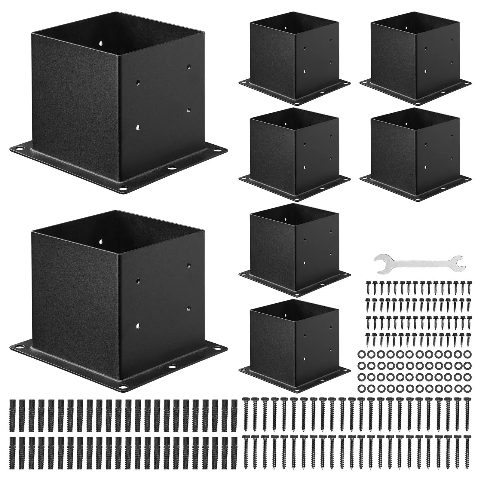 VEVOR 8 Pcs 4x4 Post Base Bracket Wood Fence Post Anchor Inner Size 3.6x3.6 in