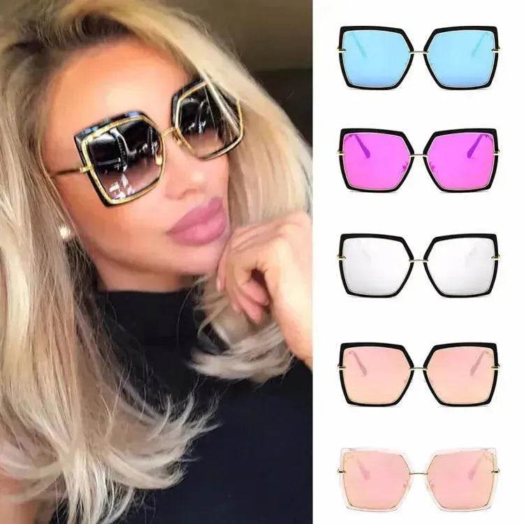 Reflective  Fashion metal retro sunglasses for Women