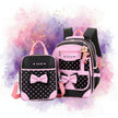 Girls Bow School Backpack Set – Pink, Black & Rose | Small & Large