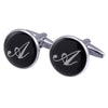 Men's Black Round Enamel Initial Letter Cufflinks – Brass & Crystal Formal Cufflinks A–Y | Canada & USA