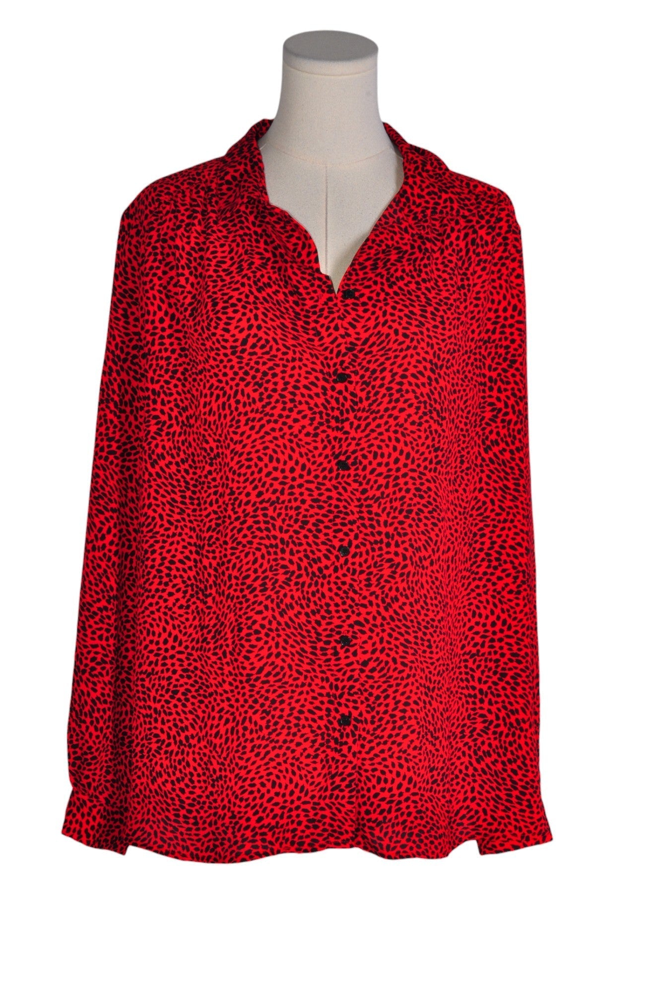 H&M Women Button Down Tops Regular fit in Red - XL