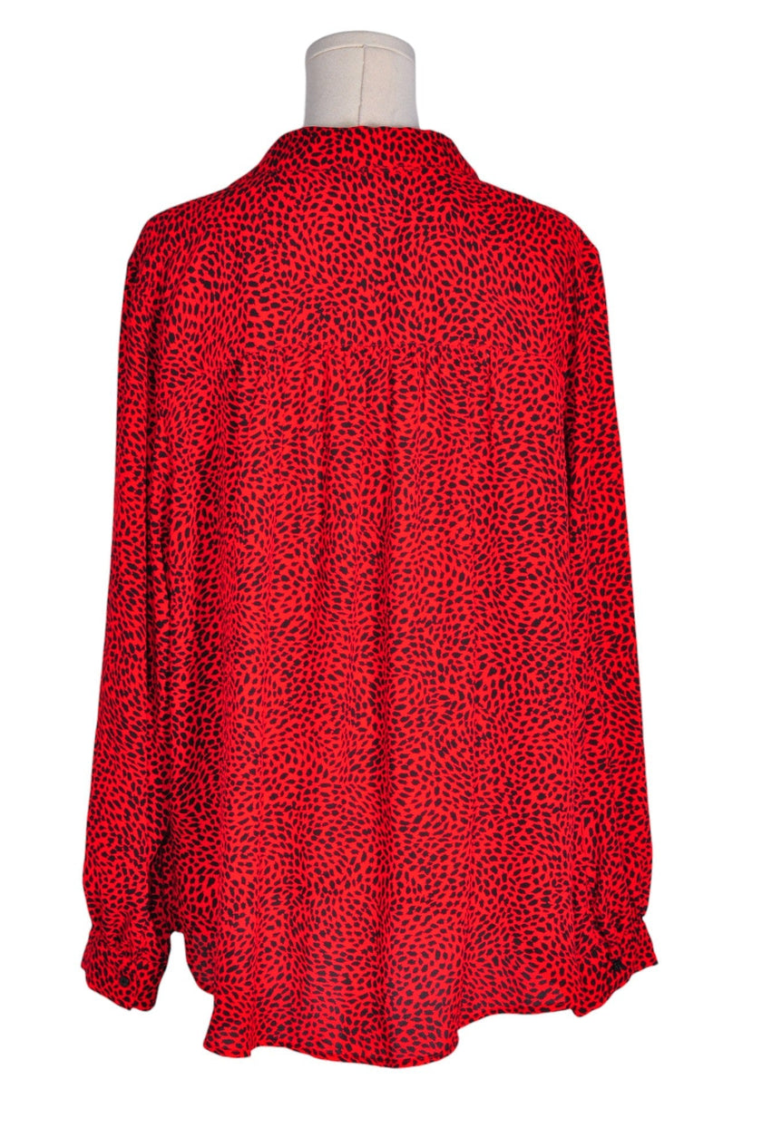 H&M Women Button Down Tops Regular fit in Red - XL
