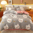 Coral Fleece Duvet Cover Sheet Flannel Pillowcase