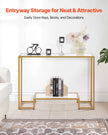 VEVOR 2-Tier Glass Console Table Rectangle Sofa Side Table with Anti-Tip Golden