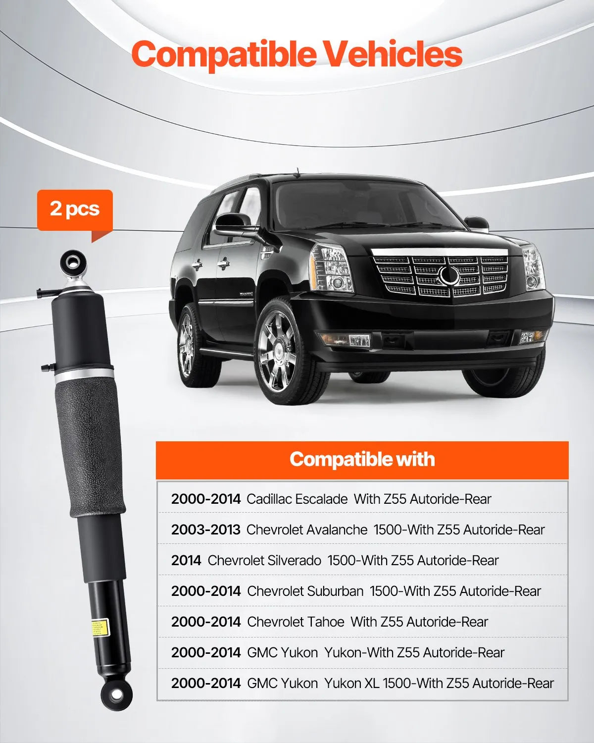 VEVOR 2 Rear Air Shock Absorber Strut Compatible with Cadillac Chevrolet Tahoe
