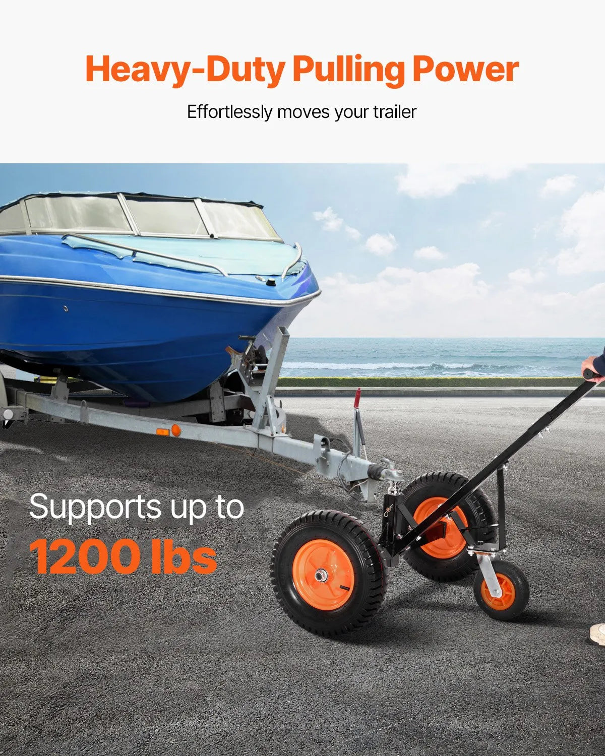 1200lbs Trailer Dolly 18 and 22 in Adjustable Height 2 in Ball 15.2 in Tires