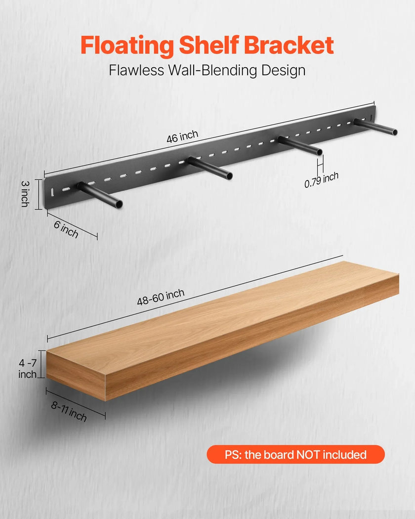 VEVOR 1 Pack Shelf Bracket 46 inch / 1168.4 mm Heavy Duty Floating Shelf Bracket