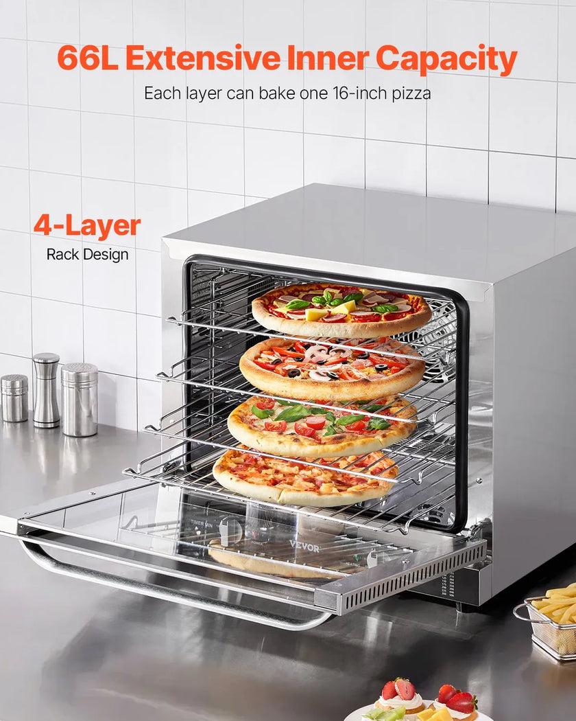 VEVOR 66L Commercial Countertop Oven 2800W Electric Toaster Oven Stainless Steel