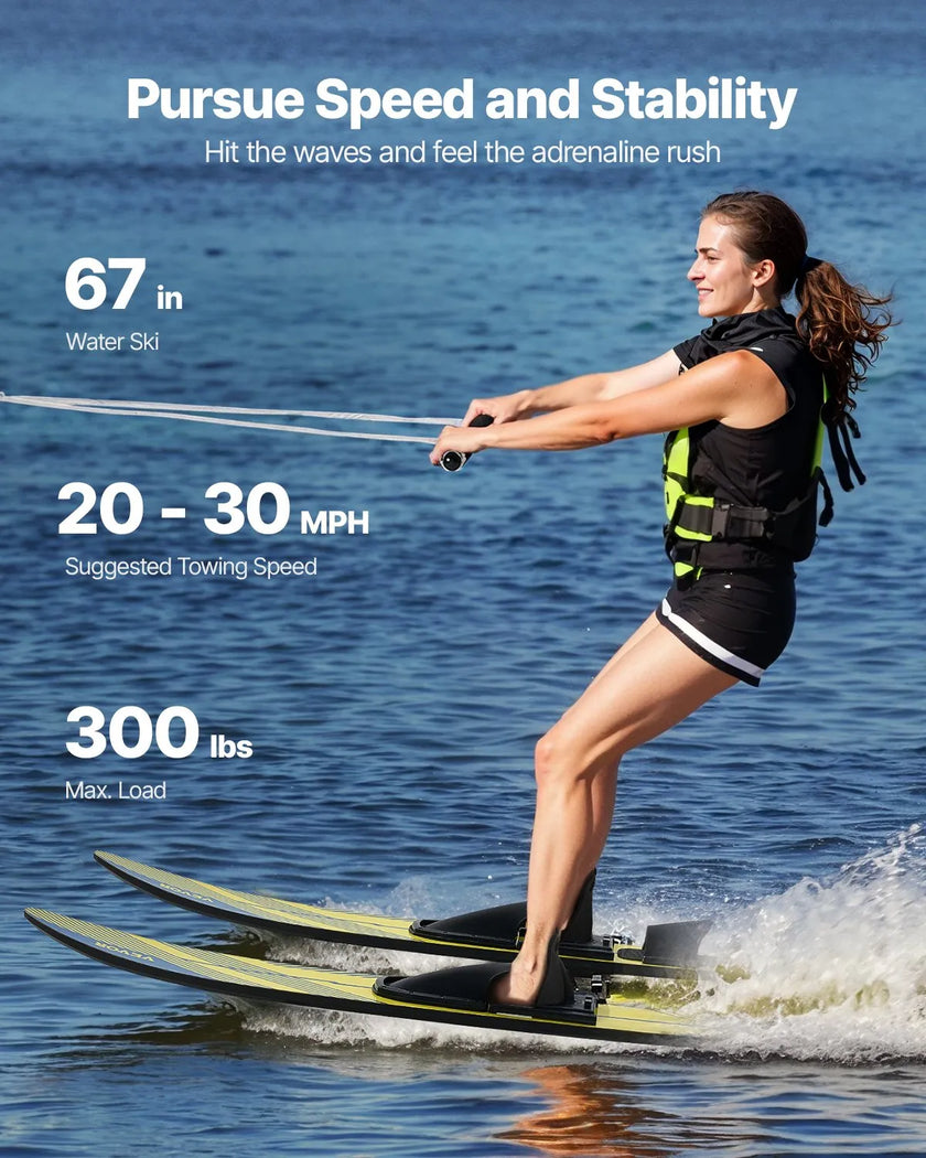 VEVOR 67-inch Water Skis Combo Adults Water Skis with X-9 Adjustable Bindings