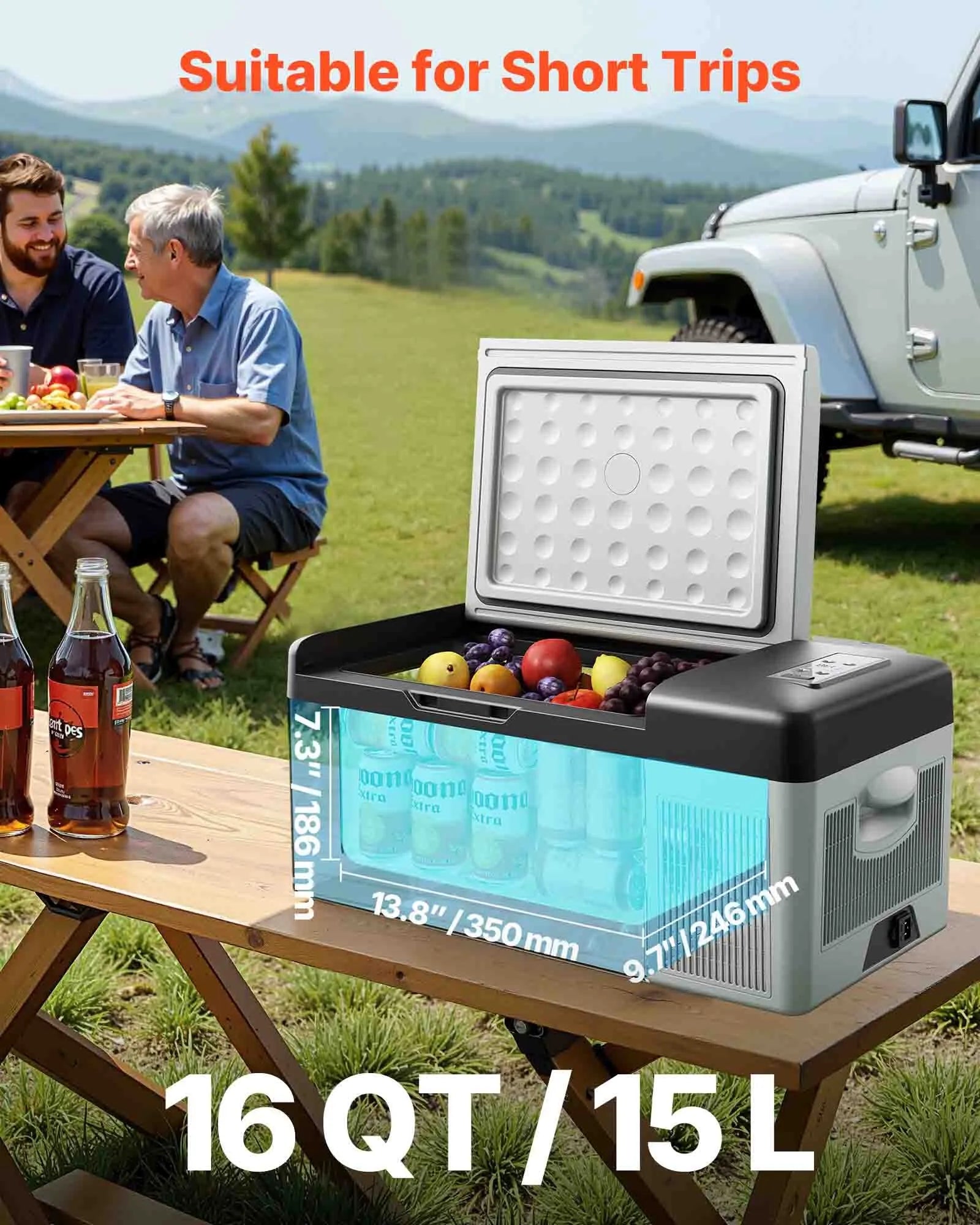 VEVOR 12 Volt Car Refrigerator Portable Freezer 16Qt Truck RV Fridge APP Control