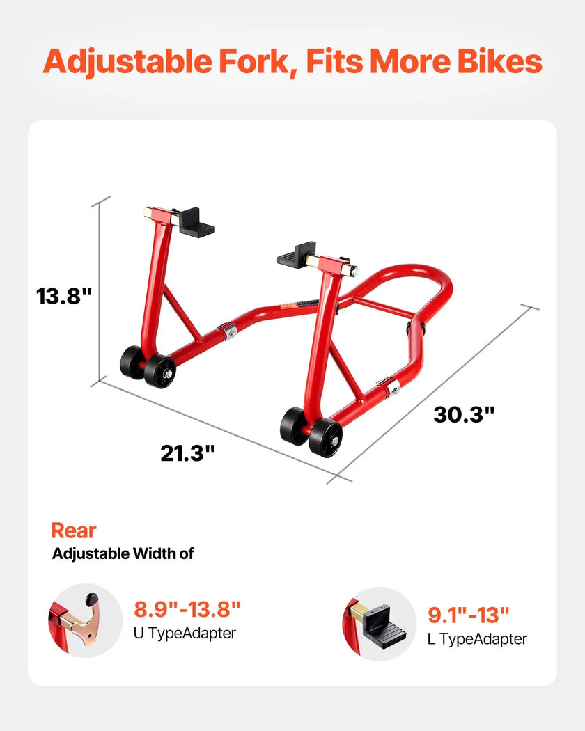 VEVOR Motorcycle Stand Lift 850 lbs Rear Spoolift Paddock Swingarm Arm Red