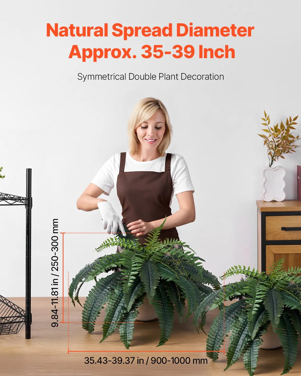 VEVOR 2Pcs Artificial Boston Ferns Plastic Fern 35 Branches Indoor Outdoor Decor