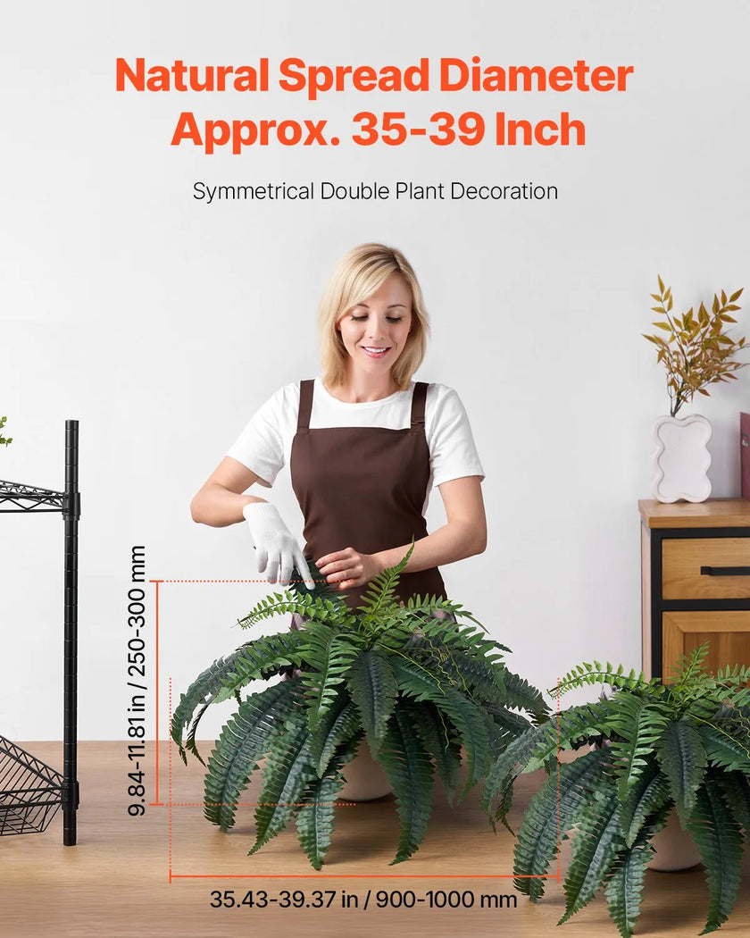 VEVOR 2Pcs Artificial Boston Ferns Plastic Fern 35 Branches Indoor Outdoor Decor