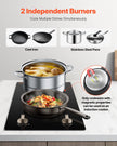 VEVOR 1800W 2 Burner Induction Cooktop Electric Countertop Burner Knob Control