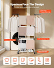 VEVOR 4-Tier Foldable Clothes Drying Rack with 24 Drying Poles and 4 Castors
