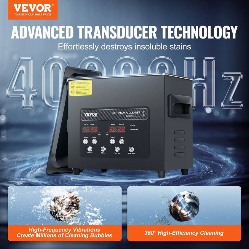 VEVOR 3L Ultra Sonic Cleaner Cleaning Machine with Basket Heater and Timer 120W