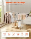VEVOR 2-Tier Foldable Clothes Drying Rack with Sock Clips & 21 Drying Rods White
