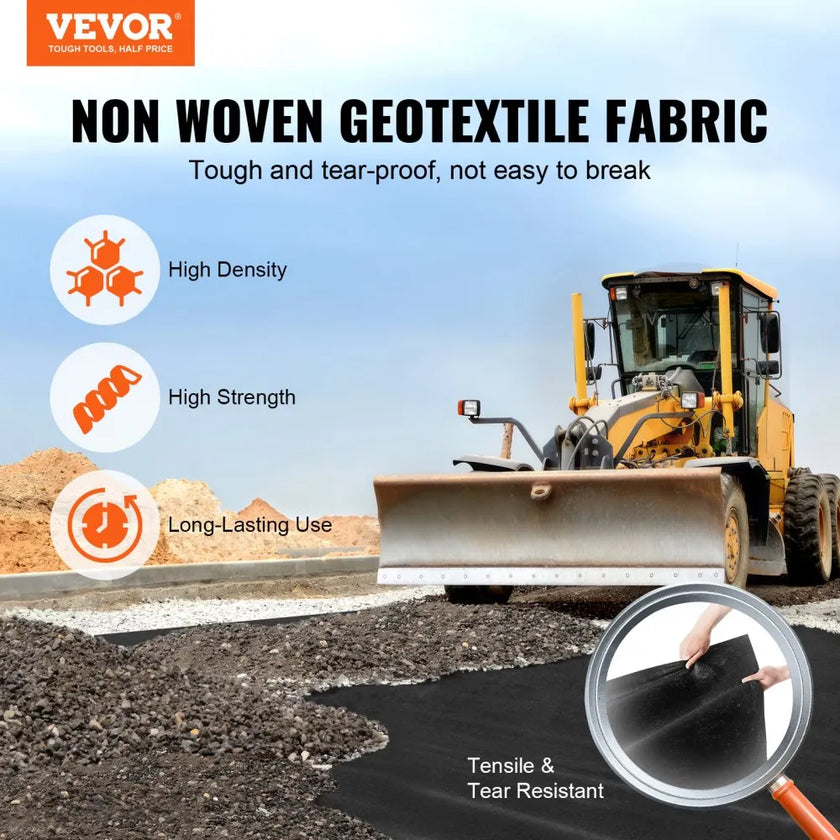 VEVOR Non-Woven Geotextile Fabric 6x100FT 8OZGround Cover Weed Control Fabric