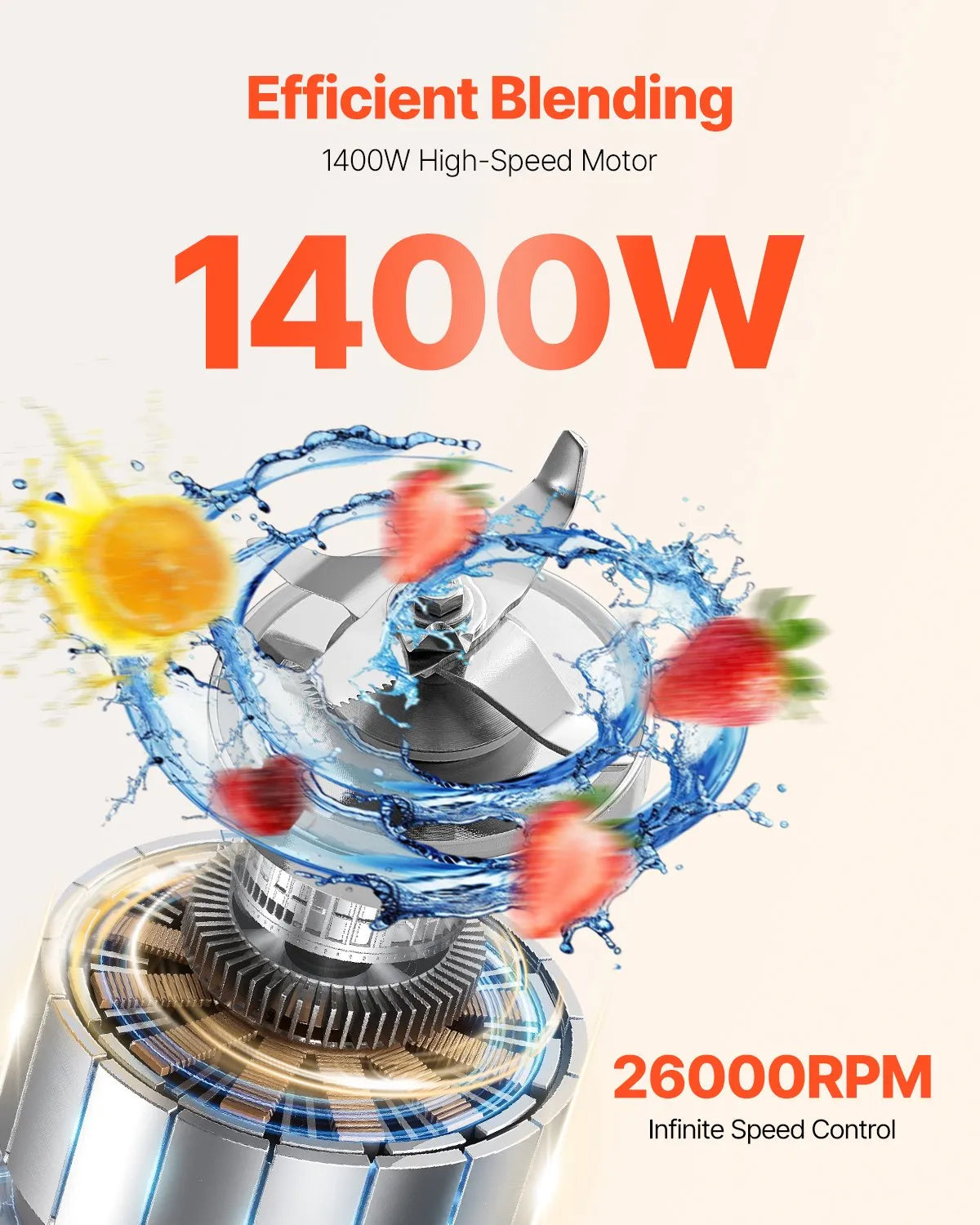 VEVOR 61 oz 1400W Blender for Smoothies Food Processing Blender for Kitchen