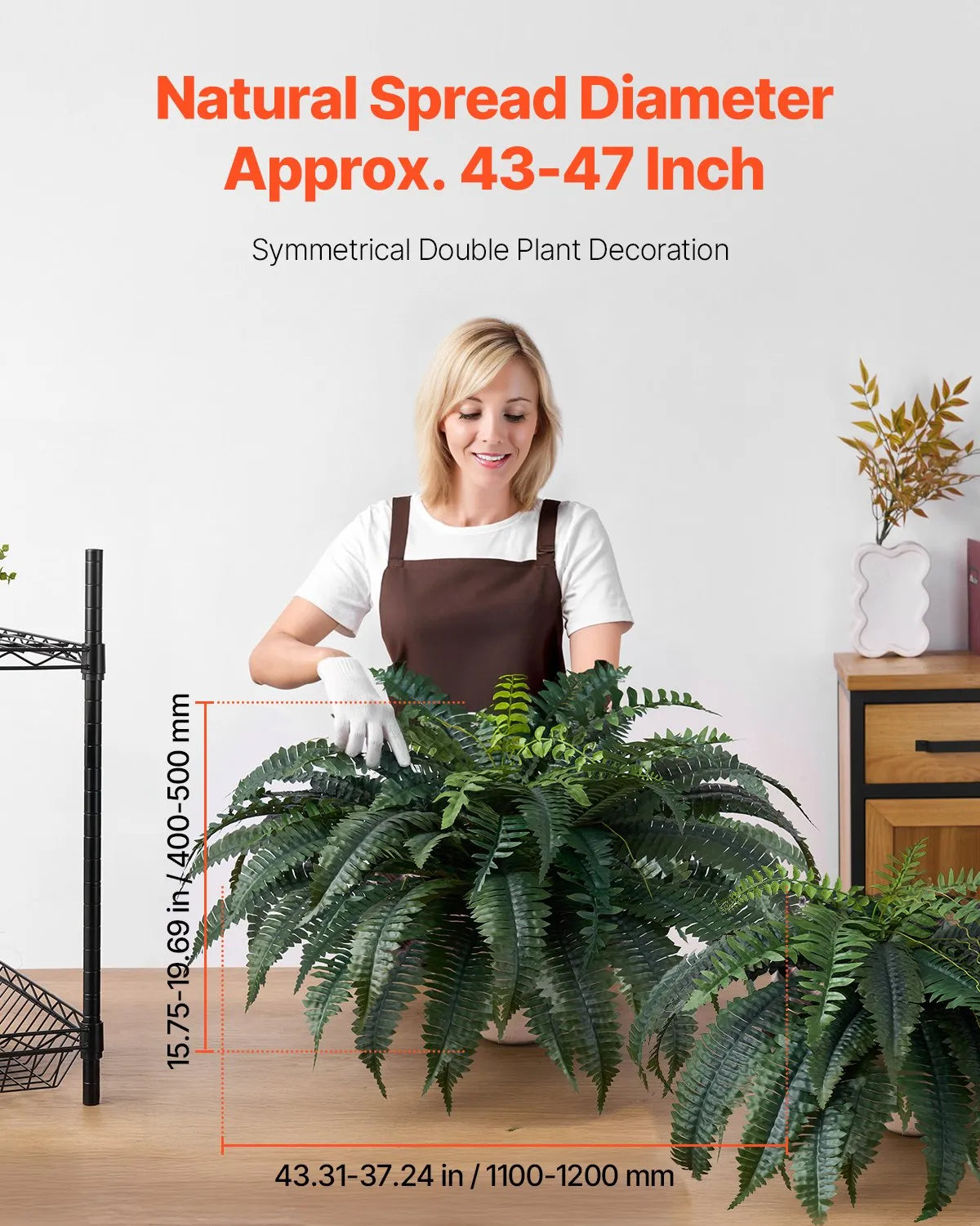 VEVOR 2Pcs Artificial Boston Ferns Plastic Fern 50 Branches Indoor Outdoor Decor