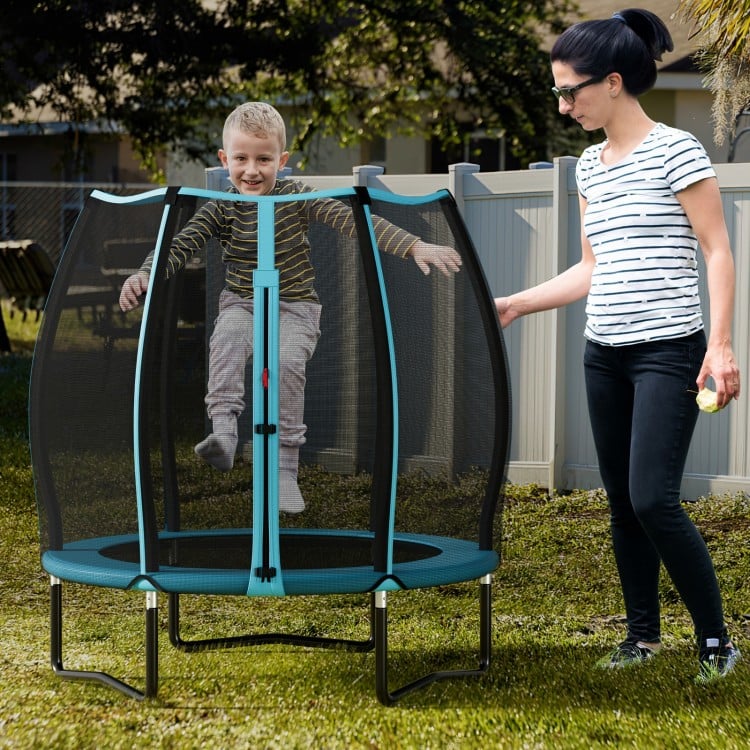 55 Inch Trampoline for Kids Toddler Mini Trampoline with Safety Enclosure Net - Blue