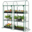 3 Tier Mini Greenhouse, Portable Greenhouse with 2 Roll-up Doors, 56.3