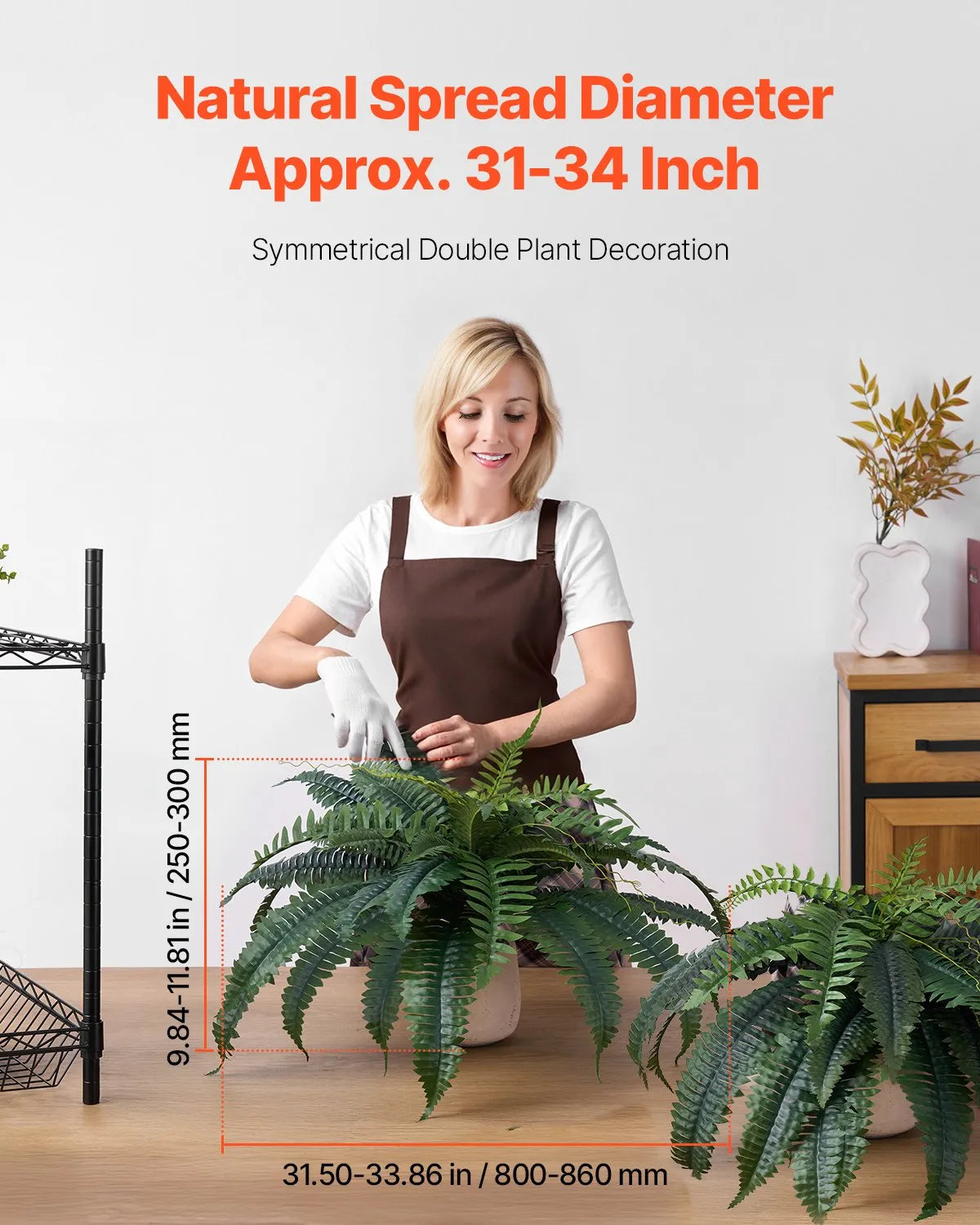 VEVOR 2Pcs Artificial Boston Ferns Plastic Fern 30 Branches Indoor Outdoor Decor
