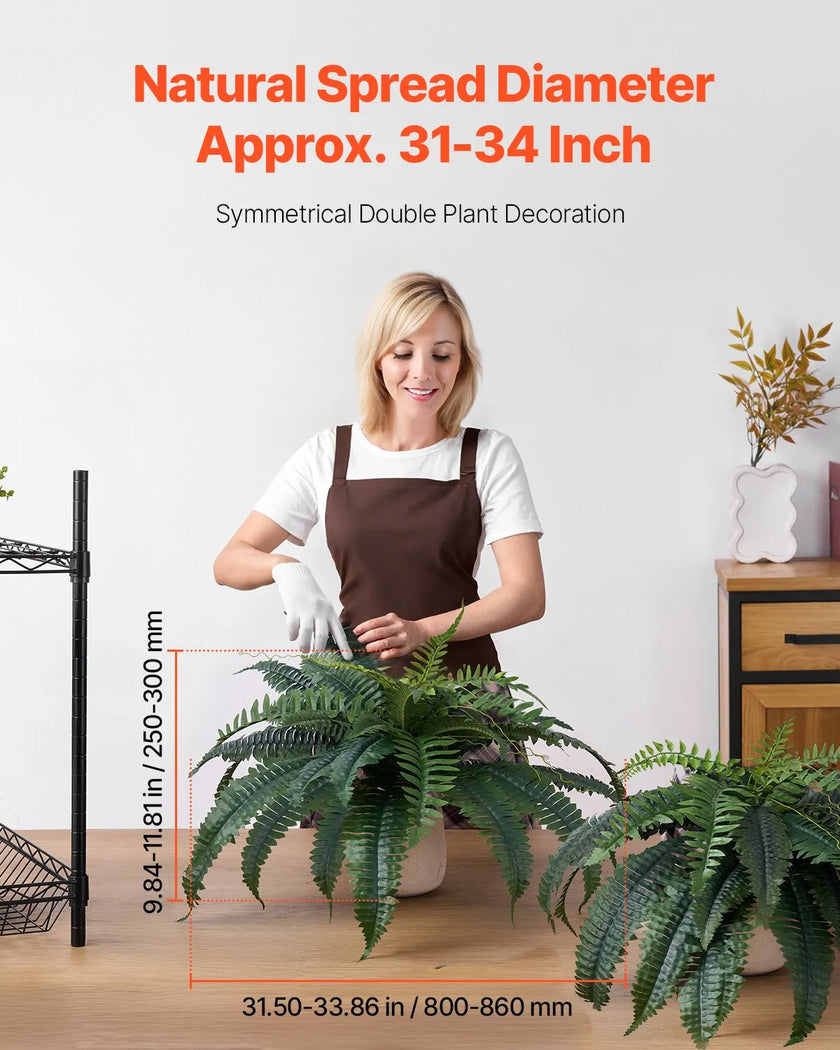VEVOR 2Pcs Artificial Boston Ferns Plastic Fern 30 Branches Indoor Outdoor Decor