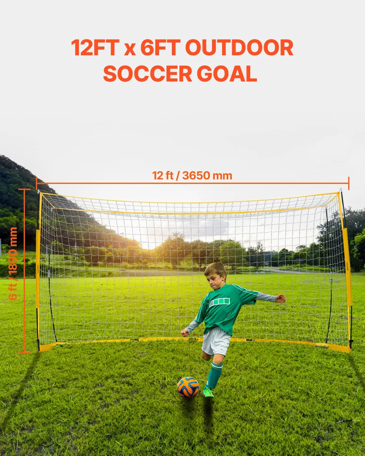 VEVOR 12x6 ft Portable Soccer Goal Kids Soccer Net Carry Bag Backyard Training