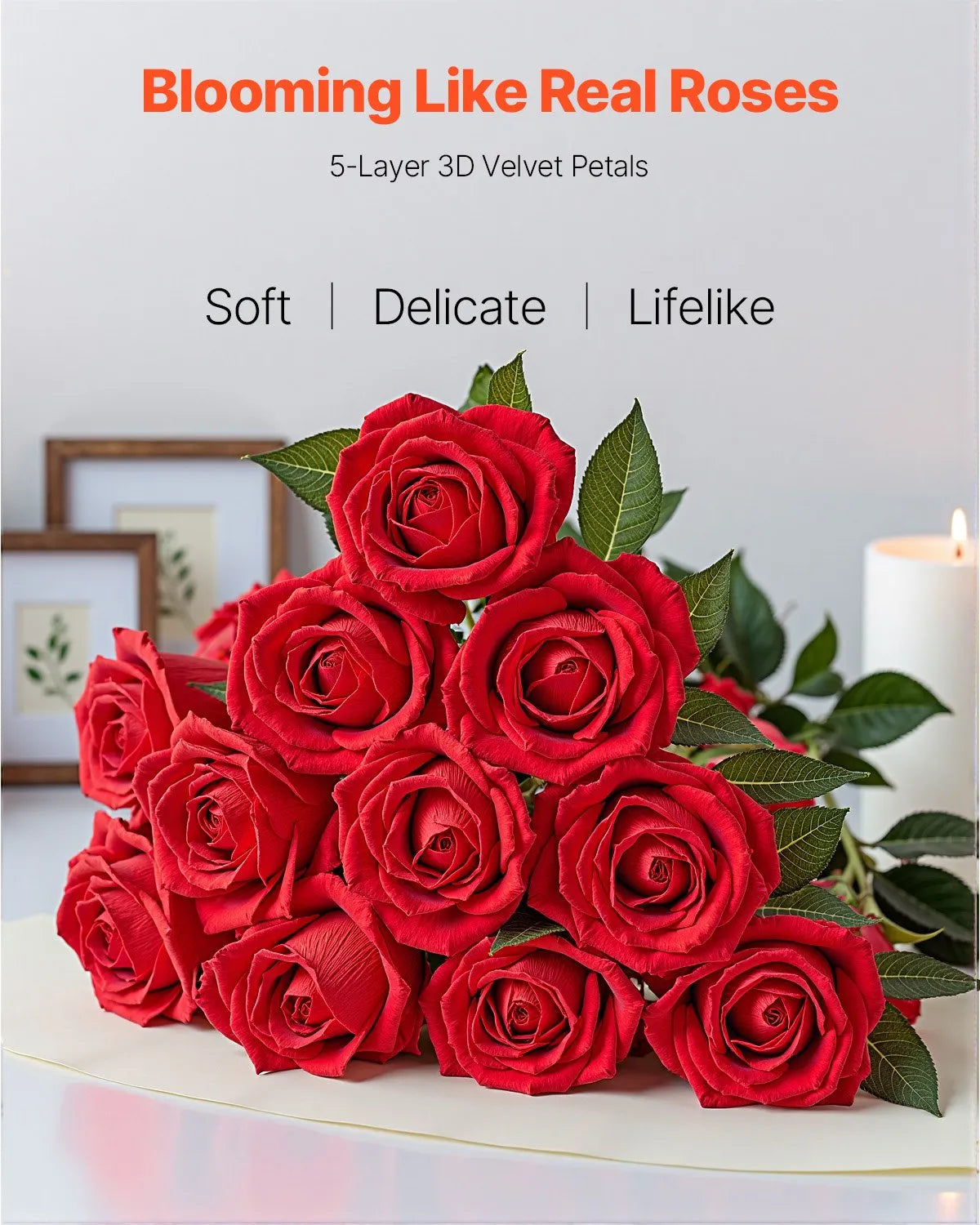 VEVOR 500 Pcs Red Roses Artificial Flowers Realistic Bouquet for Xmas Home Decor