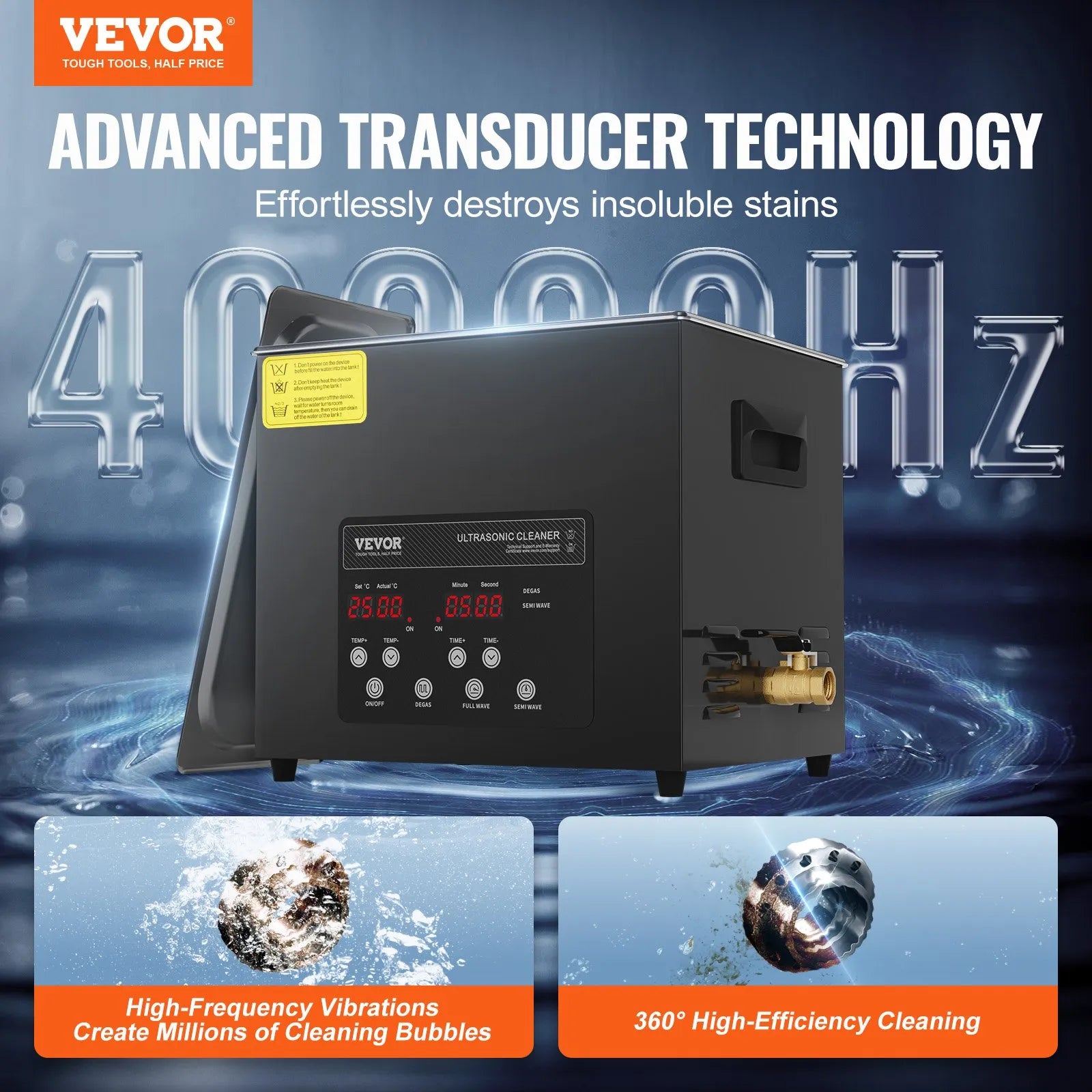 VEVOR 10L Ultrasonic Cleaner Cleaning Machine with Basket Heater and Timer 240W