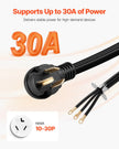 VEVOR 10 ft Dryer Power Cord 3-Prong NEMA 10-30P Dryer Cord w/ Eyelet Connectors