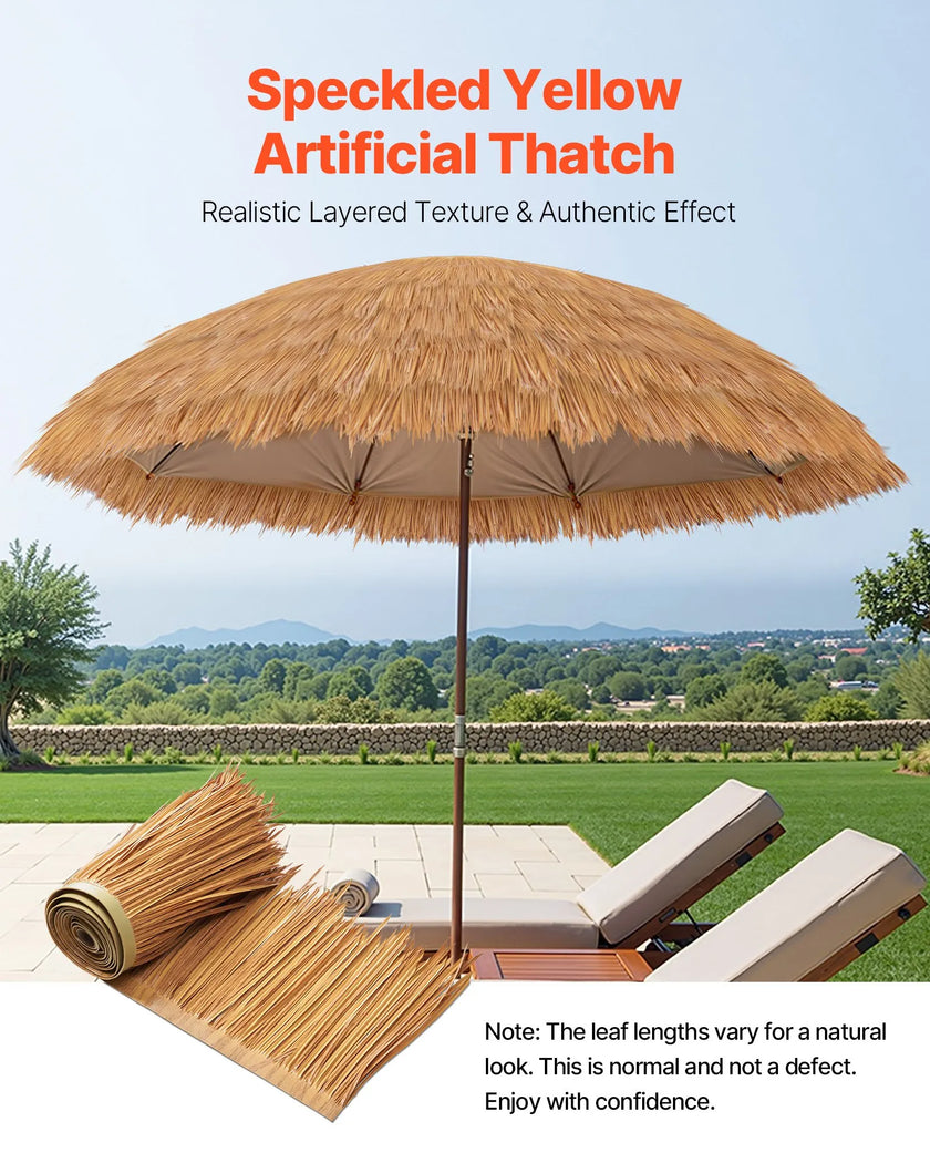 VEVOR 1.6x16.4 ft Artificial Thatch Roofing Mexican Tiki Hut Grass Skirt Roof