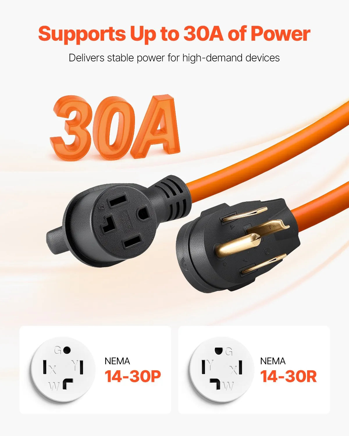 VEVOR 50 ft Dryer Extension Cord 4-Prong NEMA 14-30P to 14-30R Dryer Cord 30A