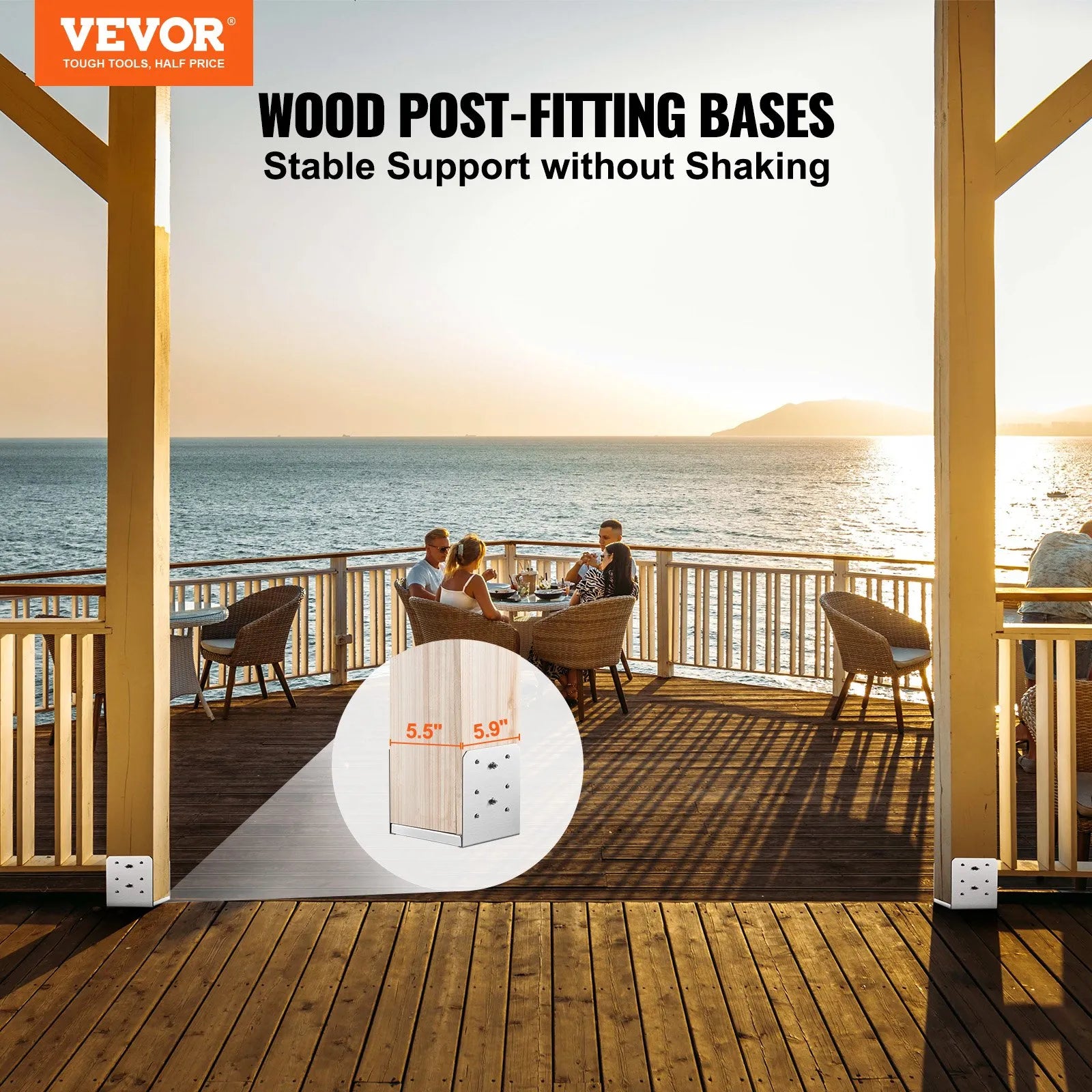VEVOR 10Pcs 6x6 Concrete Deck Post Anchor Base Adjustable Metal Bracket Base