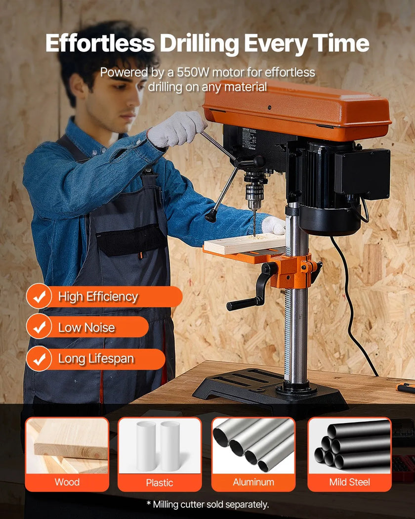 VEVOR 10in Benchtop Drill Press Tabletop Drilling Machine 610-2800RPM Adjustable