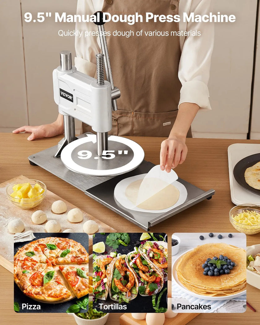 VEVOR 9.5 in Manual Pizza Dough Press Machine Commercial Pizza Pastry Sheeter