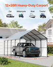 VEVOR 12' x 20' Metal Carport Heavy Duty Outdoor Car Shelter Garage for Boats