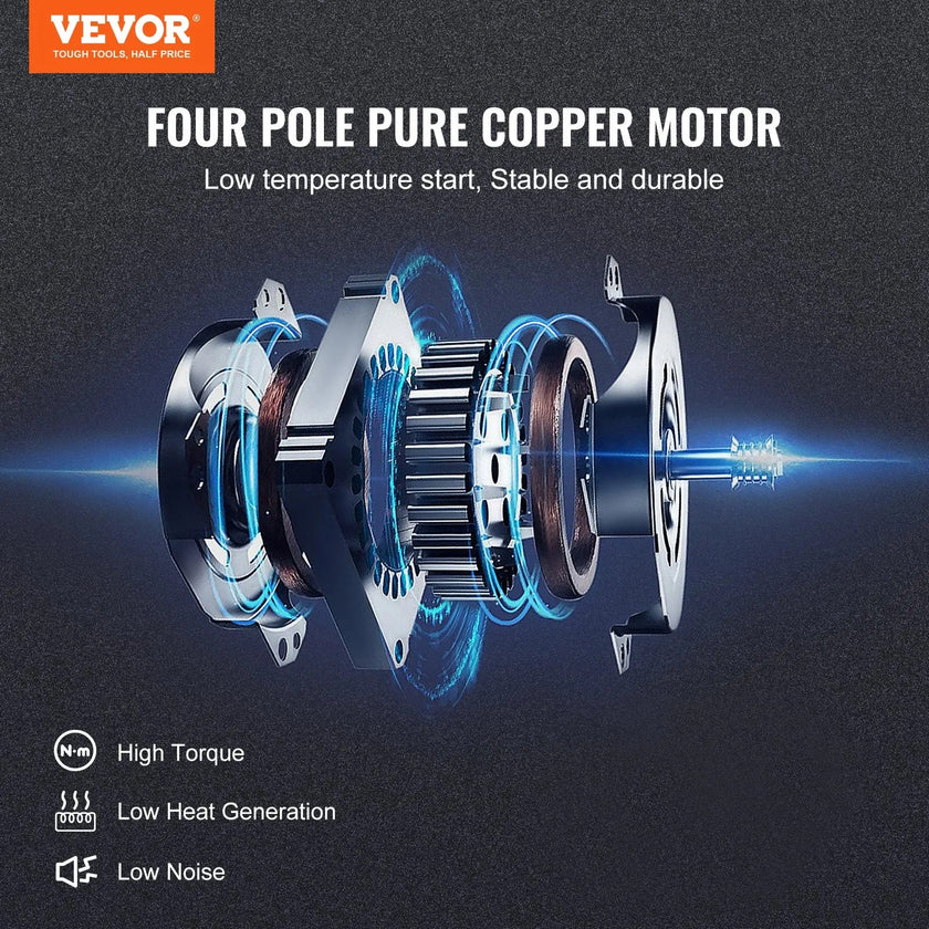 VEVOR 1/2 HP 2 Stage Rotary Vane Vacuum Pump, 7 CFM, 120V Air Conditioning Vacuum Pump, 1/4