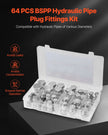 VEVOR 64 PCS BSPP Hydraulic Fitting Galvanized Cap & Plug Assortment Adapter Kit