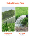 VEVOR 1HP Deep Well Submersible Pump Stainless Steel Pump 230V 31.7 GPM 207 ft