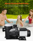 VEVOR 2.5 HP Above Ground Swimming Pool Pump Single Speed 148 GPM 3450 RPM 220V