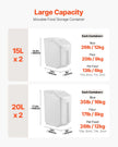 VEVOR 3.5Galx2 + 4.5Galx2 Ingredient Storage Container Airtight Kitchen Bin