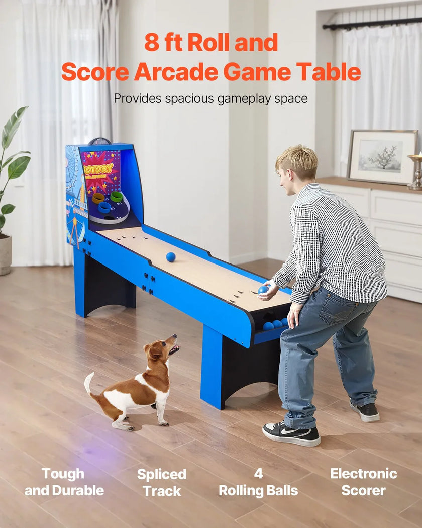 VEVOR 8 ft Roll & Score Arcade Game Table Electronic Scorer Game Room 4 Balls