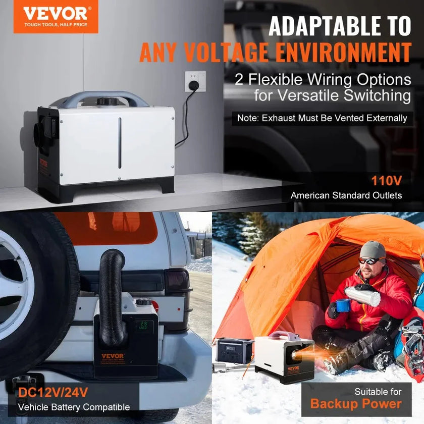 VEVOR 5-8KW Diesel Heater, All-in-One Diesel Air Heater with Remote & LCD, Fast Heating Low Noise for Truck, Van, RV, CamperVEVOR 5-8KW Diesel Heater, All-in-One Diesel Air Heater with Remote & LCD, Fast Heating Low Noise for Truck, Van, RV, Camper