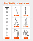 VEVOR Multi-Purpose Folding Ladder 7-in-1 5 Step 19ft Reach Height for Work